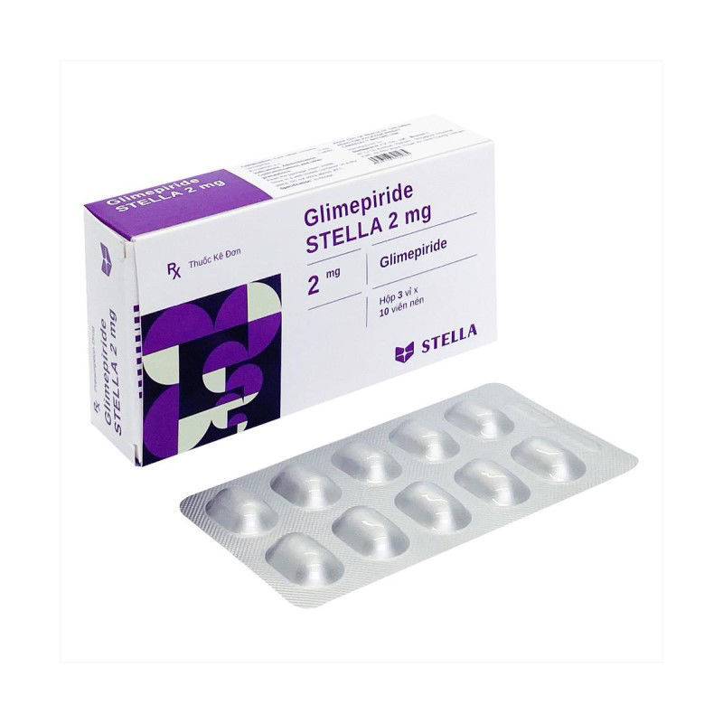 Thuốc điều trị đái tháo đường Glimepiride Stella 2mg hộp 30 viên-1