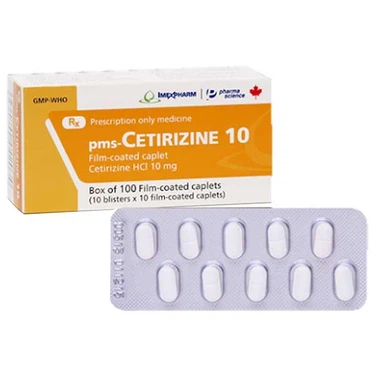Thuốc chống dị ứng pms-Cetirizine 10 hộp 10 vỉ x 10 viên