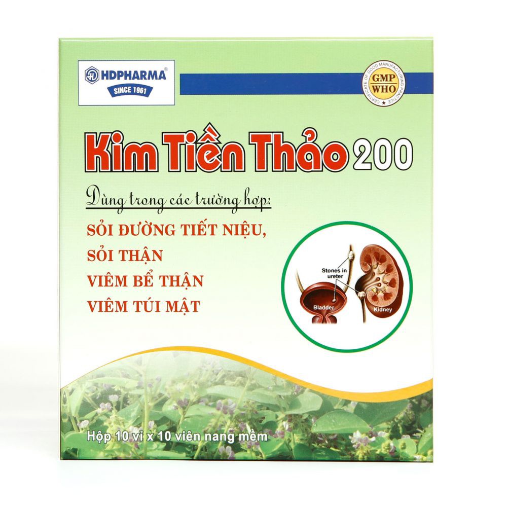 Thuốc thảo dược Kim Tiền Thảo 200 HD hộp 10 vỉ x 10 viên