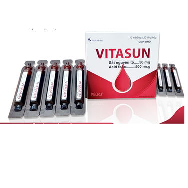 Thuốc phòng ngừa và điều trị thiếu máu do thiếu sắt Vitasun hộp 20 ống x 10ml