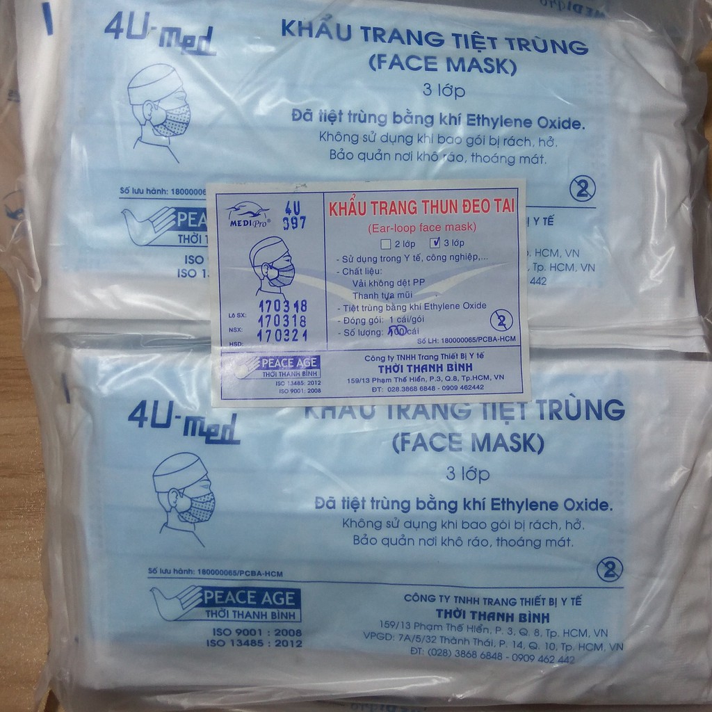 Khẩu trang tuyệt trùng MEDI PRO gói 100 cái
