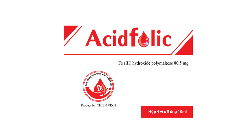 Thực phẩm bảo vệ sức khỏe Acid folic Thiên Vinh hộp 4 vỉ x 5 ống 10ml