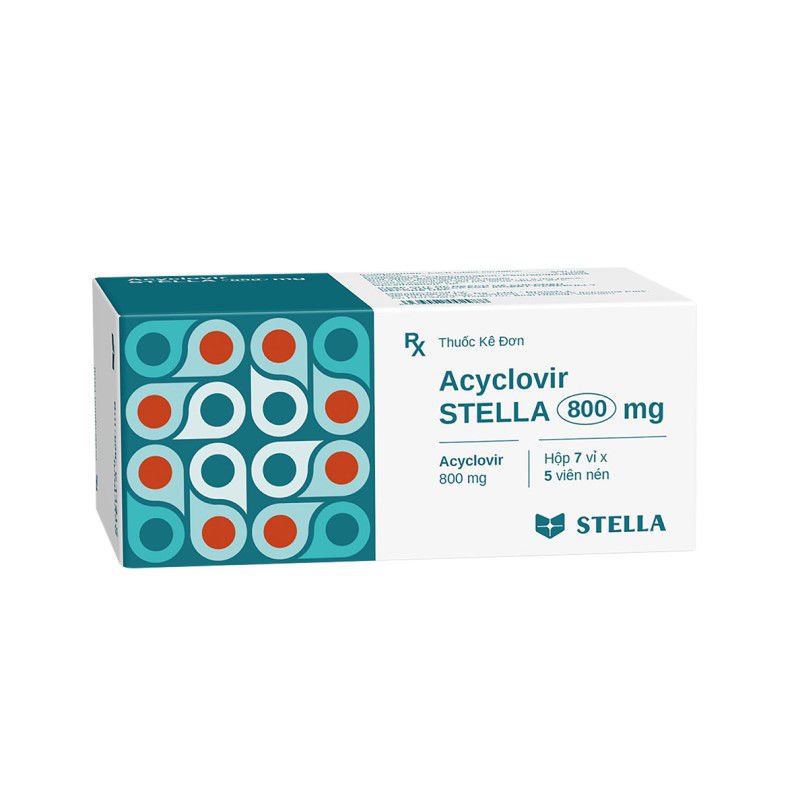 Thuốc kháng virus Acyclovir Stella 800mg hộp 35 viên nén