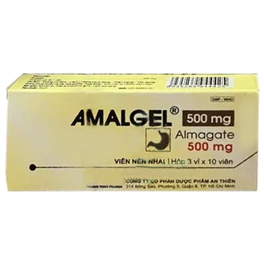 Thuốc điều trị loét dạ dày - tá tràng, tăng acid dạ dày Amalgel 500mg An Thiên hộp 3 vỉ x 10 viên