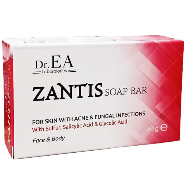 Bánh xà phòng làm sạch da, kiểm soát bã nhờn cho da dầu, da mụn, nấm Dr.EA Zantis Soap Bar hộp x 80g