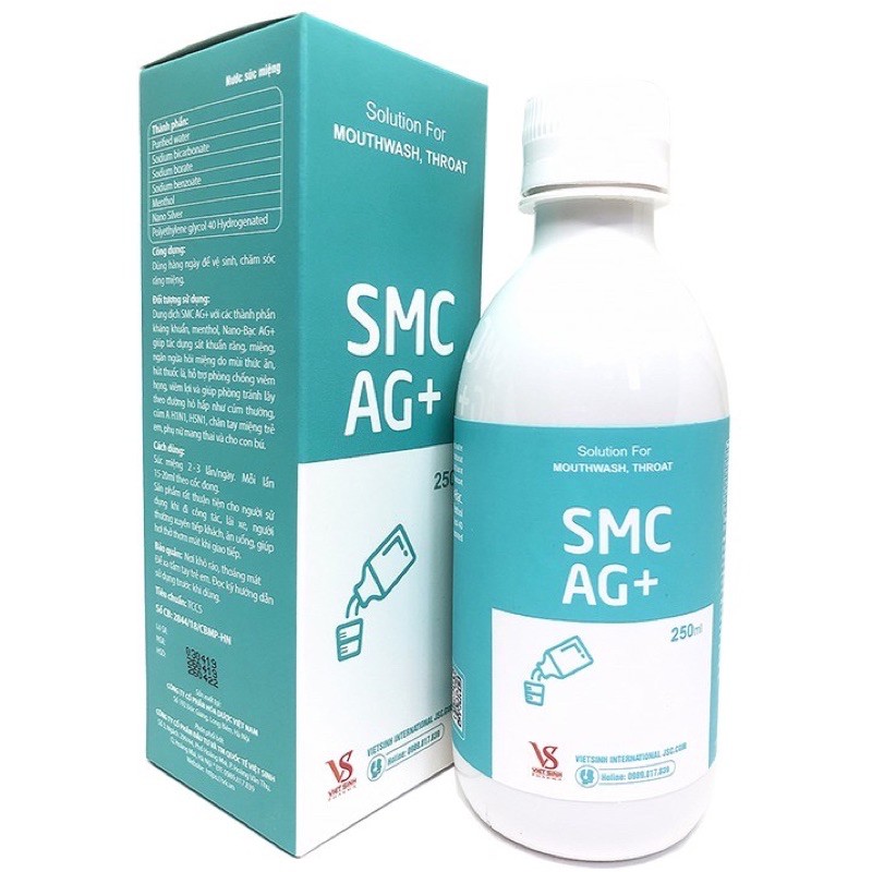 Nước xúc miệng SMC AG+ hộp 1 chai 250ml