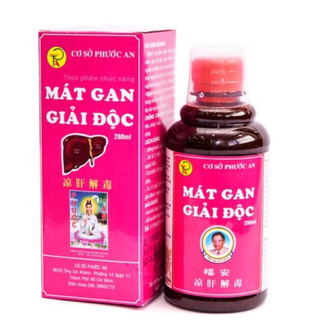 Hỗ trợ tăng cường chức năng gan Mát Gan Thanh Nhiệt Phước An hộp 1 chai 280ml