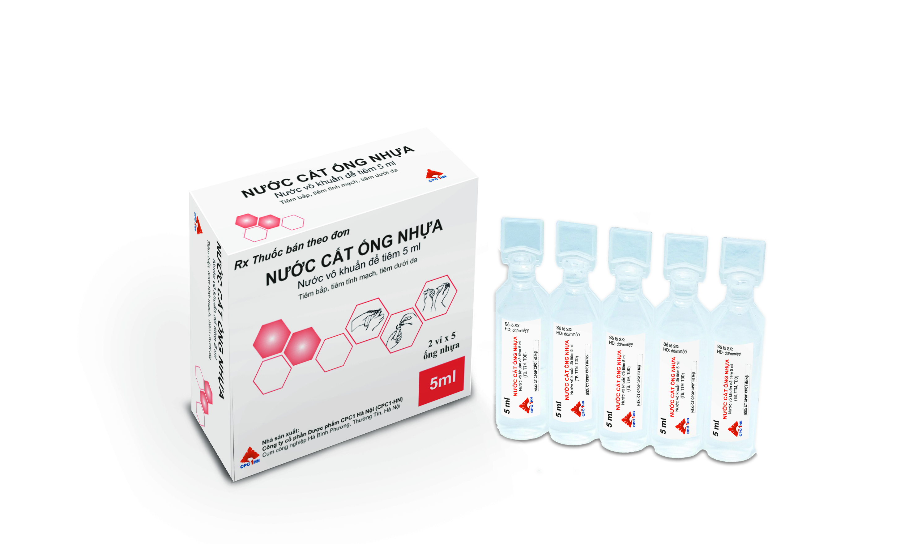 Nước cất ống nhựa 5ml hộp 10 vỉ x 5 ống