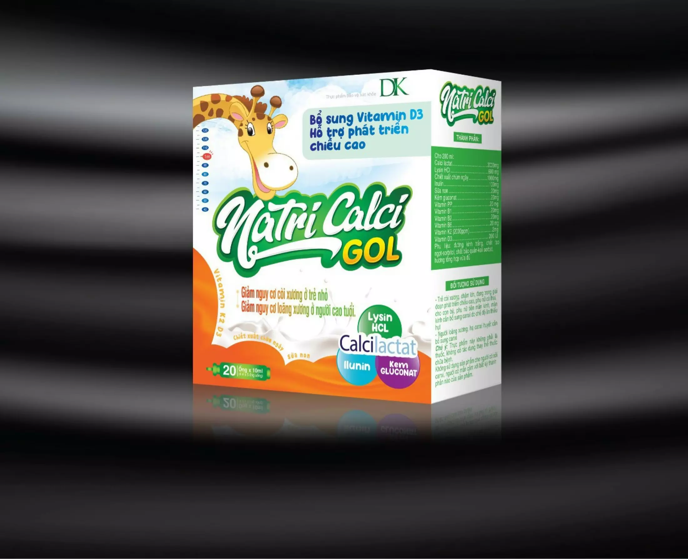 Bổ sung vitamin D3, hỗ trợ phát triển chiều cao Nutri Calci GOL (hộp đứng) hộp 20 ống x 10ml