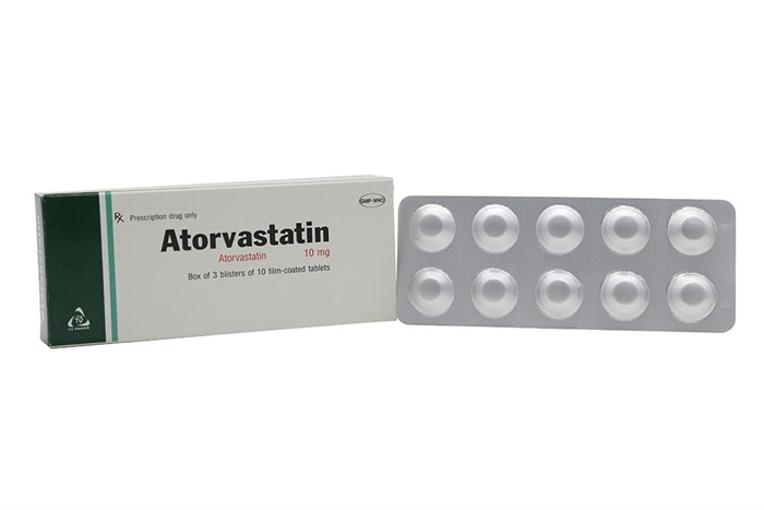 Thuốc trị mỡ máu Atorvastatin 10mg (T.V Pharma) hộp 30 viên