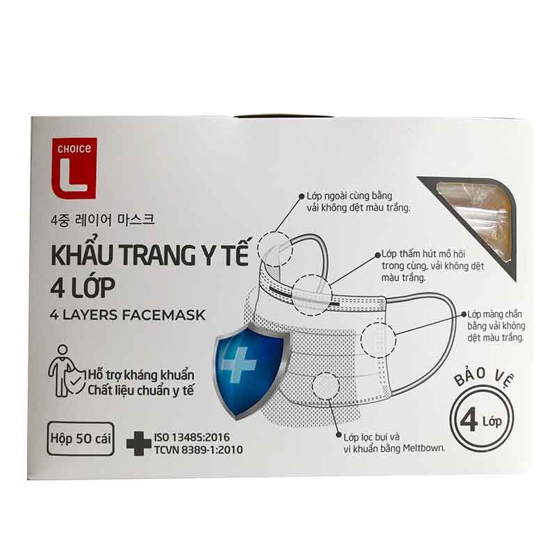 Khẩu trang y tế 4 lớp CHOICE L hộp 50 cái