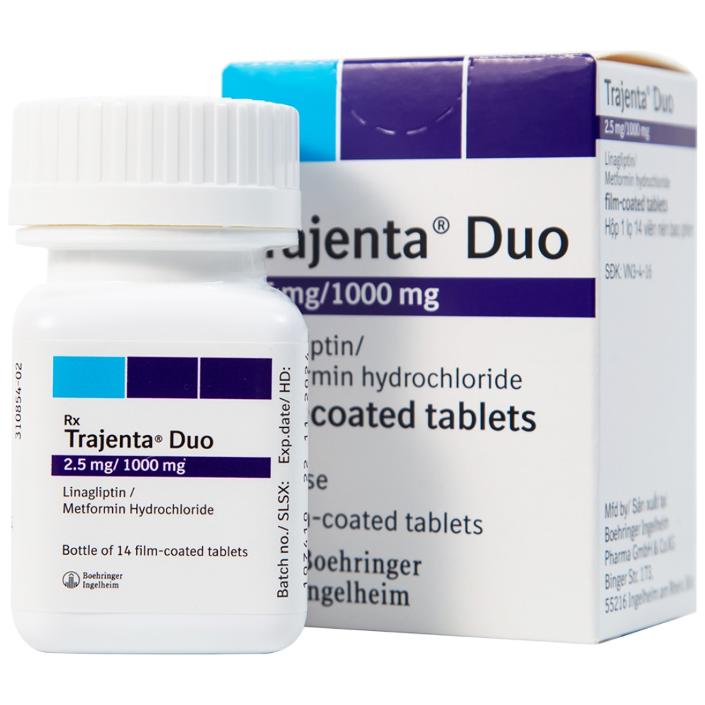Thuốc điều trị đái tháo đường Trajenta Duo 2.5mg/1000mg Boehringer hộp 14 viên