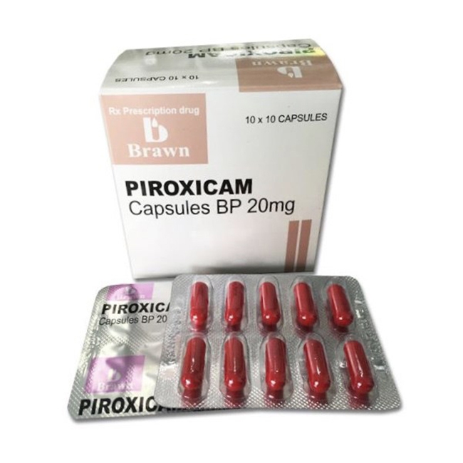 Thuốc giảm đau, kháng viêm PIROXICAM capsules BP 20mg Brawn hộp 10 vỉ x 10 viên