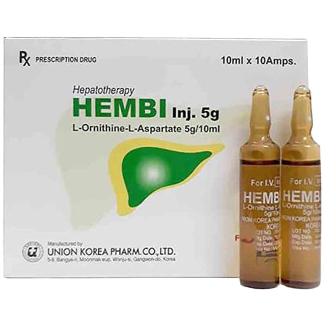 Điều trị bệnh liên quan đến gan Hembi Inj 5G Union Korea Pharm hộp 10 ống x 10ml
