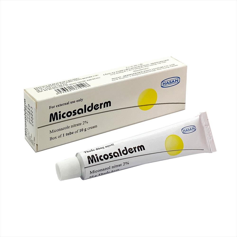 Thuốc bôi da điều trị nhiêm nấm Micosalderm Miconazol Nitrat 2% hộp 1 tuýp 10g