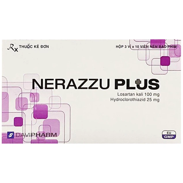 Điều trị tăng huyết áp, phòng ngừa và hạn chế nguy cơ đột quỵ Nerazzu Plus Davipharm hộp 3 vỉ x 10 viên