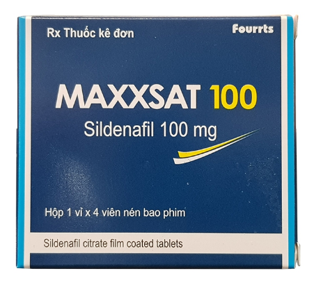 Thuốc điều trị rối loạn cương dương Maxxsat 100mg hộp 1 vỉ x 4 viên