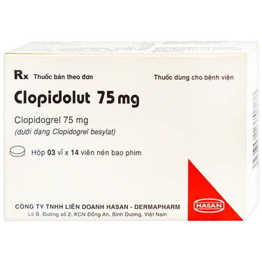 Thuốc tác động lên tim mạch Clopidolut 75mg Hasan hộp 3 vỉ x 14 viên