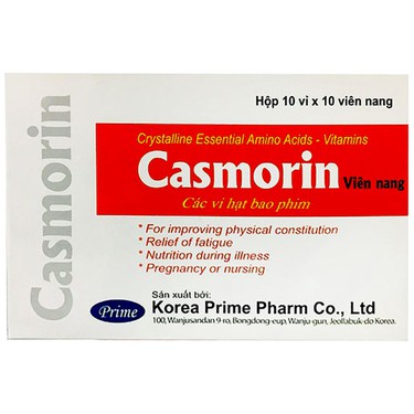 Thuốc bổ sung các acid amin và vitamin Casmorin Korea Prime Pharma hộp 10 vỉ x 10 viên