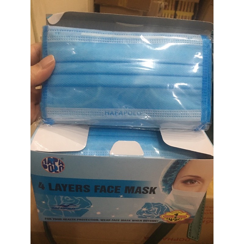 Khẩu trang y tế HAPAPOLO (màu xanh) hộp 50 cái