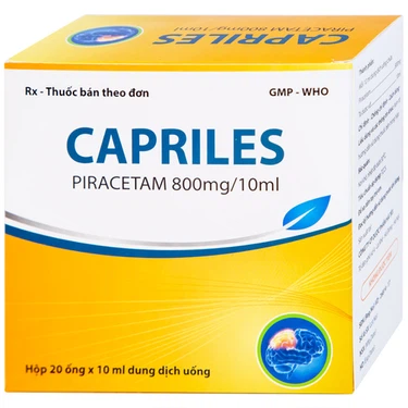Thuốc điều trị rung giật cơ, thiếu máu não Capriles 800mg/10ml Hà Tây hộp 20 ống x 10ml