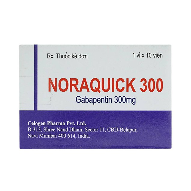 Điều trị động kinh và đau thần kinh Noraquick 300 Celogen Pharma hộp 1 vỉ x 10 viên