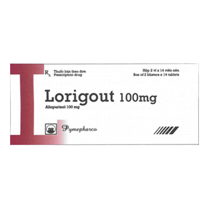 Thuốc trị tăng acid uric Lorigout 100mg hộp 2 vỉ x 14 viên