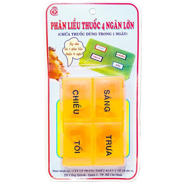 Hộp Phân Liều Thuốc 1 Ngày 4 Ngăn Lớn (TTBKTYT TP.HCM) hộp 1 cái