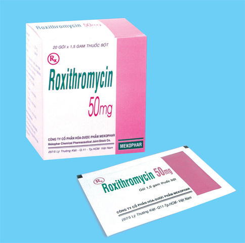Thuốc kháng sinh Roxithromycin 50MG MKP hộp 20 gói x 1,5g