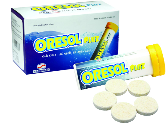 Viên sủi bù nước và điện giải Oresol Pluz hộp 10 tuýp 10 viên