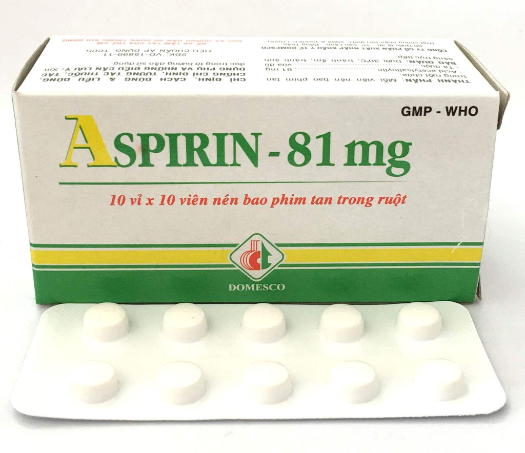 Aspirin 81mg (Domesco) hộp 100 viên