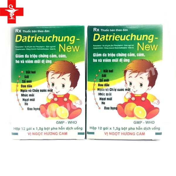 Bột pha hỗn dịch uống giảm đa triệu chứng DATRIEUCHUNG-NEW (vị ngọt hương cam) hộp 12 gói x 1,5g