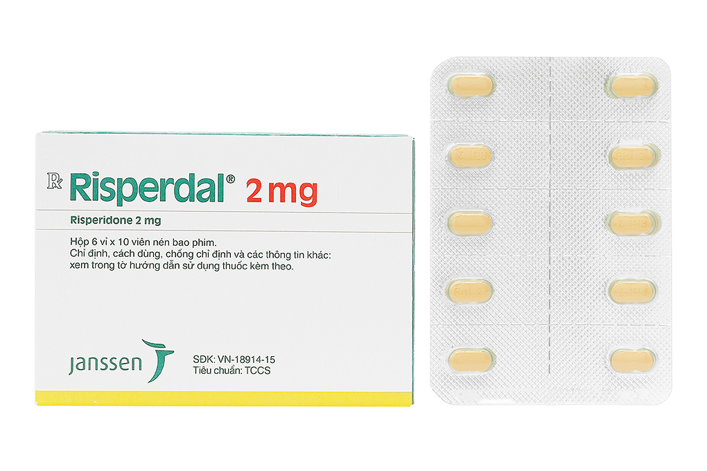 Thuốc điều trị tâm thần phân liệt Risperdal 2mg hộp 6 vỉ x 10 viên nén bao phim