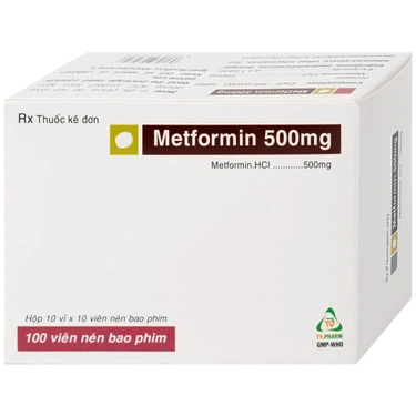 Thuốc điều trị bệnh đái tháo đường Metformin 500mg (TV.Pharm) hộp 10 vỉ x 10 viên