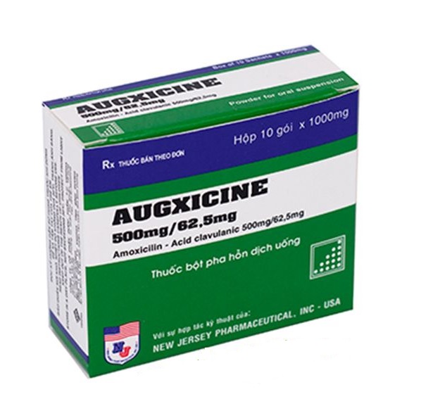 Thuốc kháng sinh Augxicine 500mg/62.5mg hộp 10 gói x 1g-3