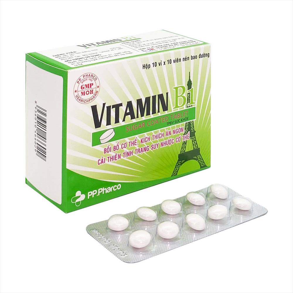Viên uống bổ sung Vitamin B1 PP.Pharco hộp 10 vỉ x 10 viên