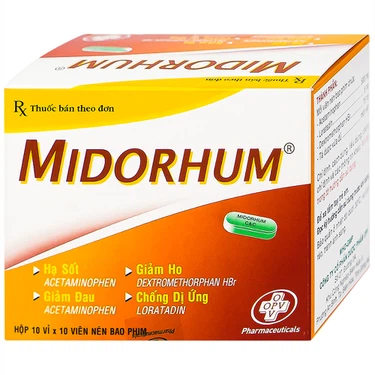 Thuốc cảm cúm Midorhum hộp 10 vỉ x 10 viên