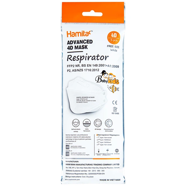 Khẩu trang trẻ em Hamita Advanced 4D Mask gói 5 cái