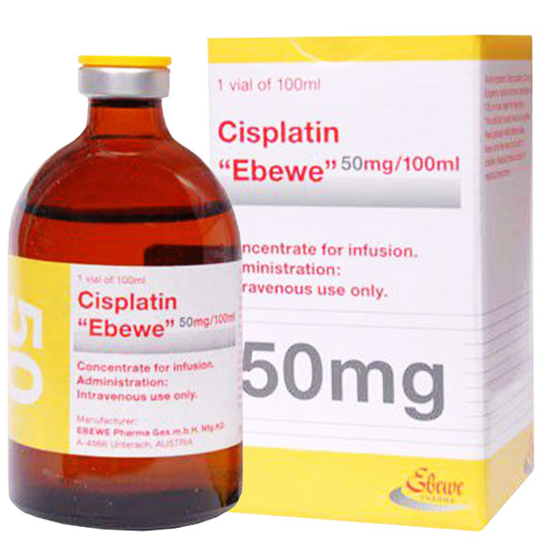 Thuốc điều trị ung thư CISPLATIN EBEWE NOVARTIS 50MG/100ML hộp 1 lọ 50mg/100ml