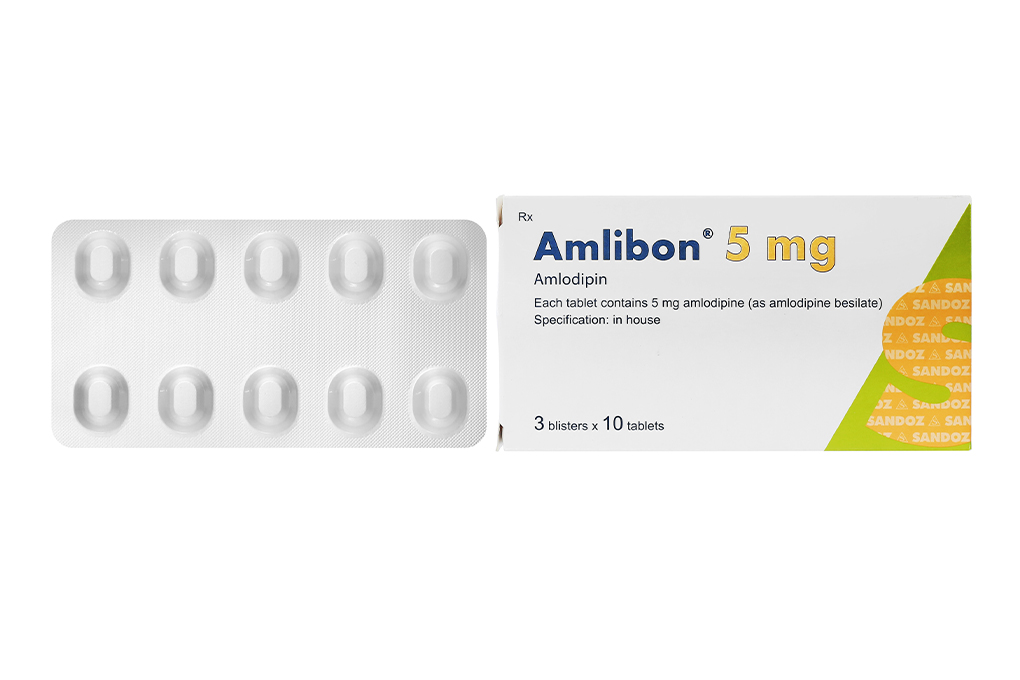 Thuốc điều trị tăng huyết áp Amlibon 5mg hộp 3 vỉ x 10 viên nén