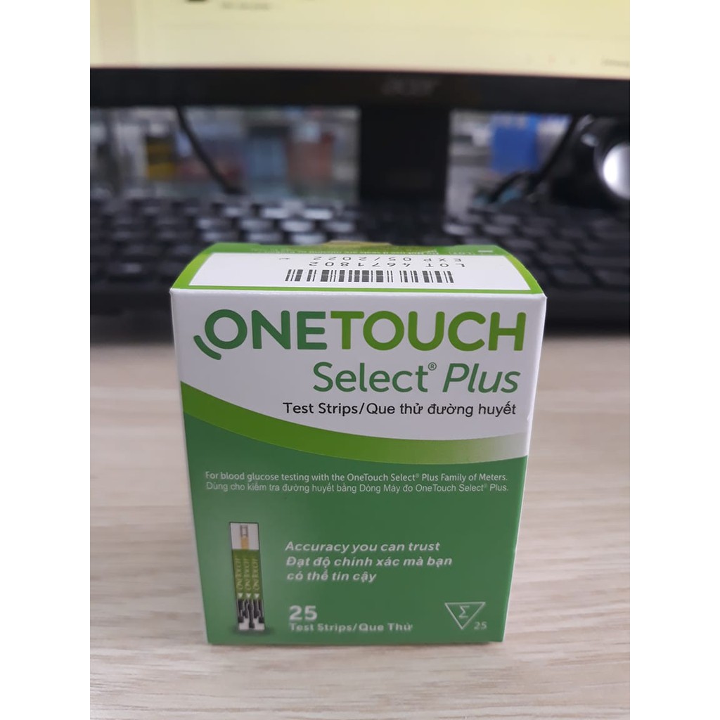 Que thử đường huyết ONETOUCH SELECT PLUS hộp 25 que thử