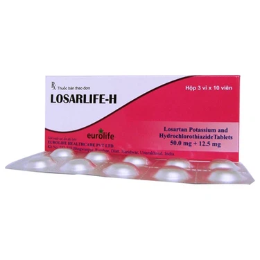 Thuốc tim mạch Losarlife-H 50mg/12.5mg Eurolife hộp 3 vỉ x 10 viên