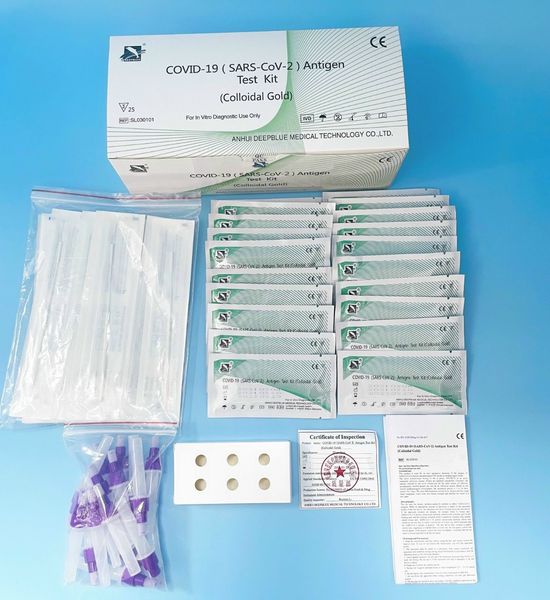 Bộ test nhanh COVID-19 (SARS-CoV-2) Antigen Test Kit (Colloidal Gold) hộp 25 bộ kit