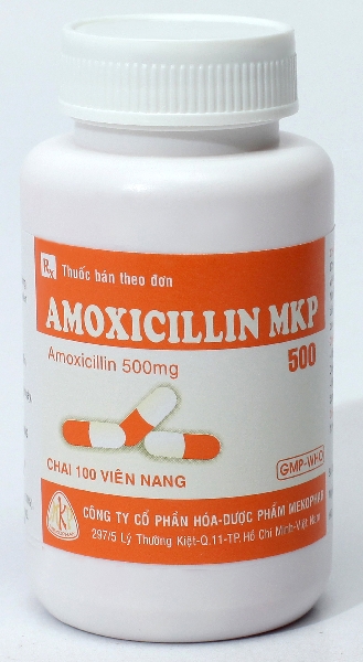 Thuốc kháng sinh Amoxicillin MKP 500mg lọ 100 viên