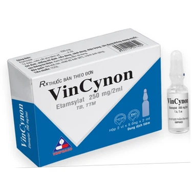 Thuốc điều trị ngắn hạn mất máu trong chứng đa kinh Vincynon 250mg/2ml hộp 2 vỉ x 5 ống x 2ml