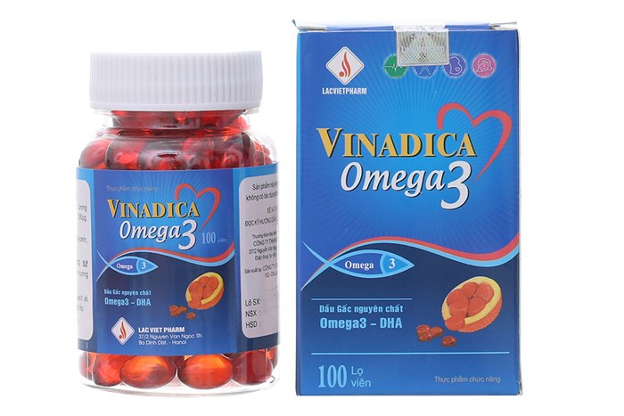 Viên dầu gấc Vinadica Omega 3 hộp 1 lọ 100 viên