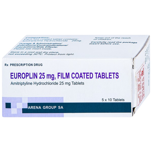 Thuốc điều trị bệnh trầm cảm Europlin 25mg hộp 5 vỉ x 10 viên nén bao phim