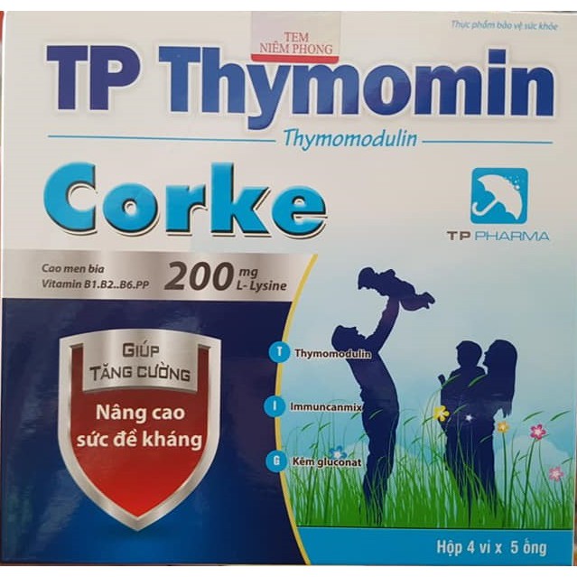 Thực phẩm bảo vệ sức khoẻ TP Thymomin Corke hộp 4 vỉ x 5 ống