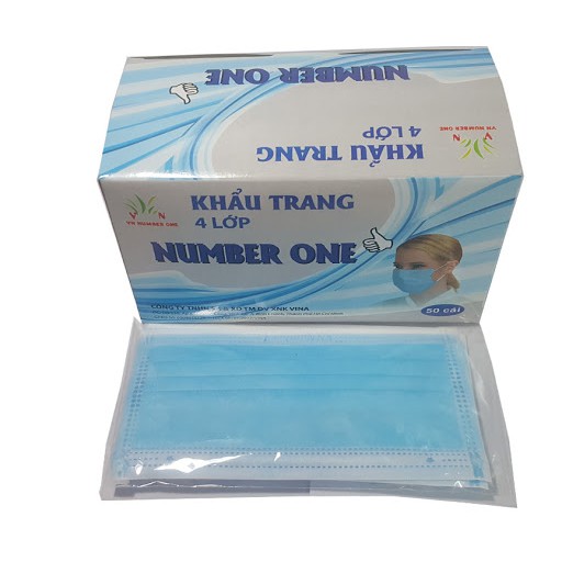 Khẩu trang 4 lớp Number One (xanh) hộp 50 cái