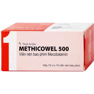 Thuốc điều trị các bệnh lý thần kinh ngoại biên, thiếu máu hồng cầu to Methicowel 500 hộp 10 vỉ x 10 viên